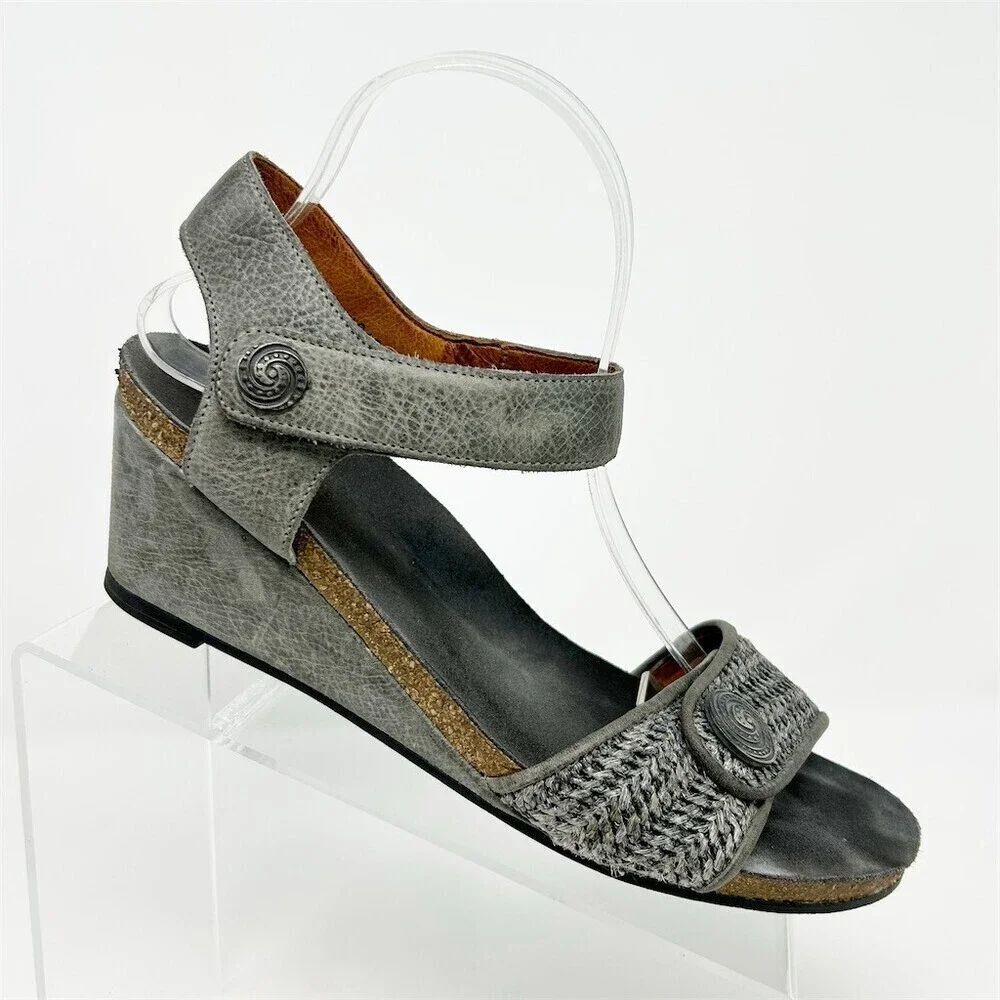 Taos Carousel 2 Wedge Sandals Womens Gray Strappy Braided Comfort Casual Size 41